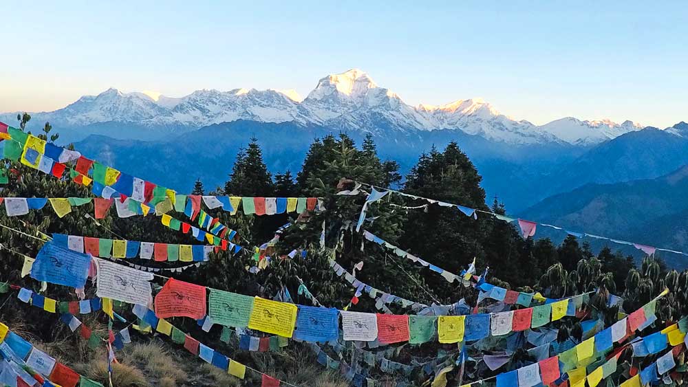 Nepal Prayer Flags and Mountains