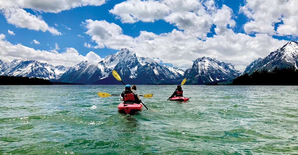 Kayaking beneath the Grand Tetons