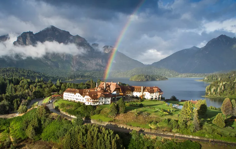 Aerial view of the Llao Llao Resort, Golf &amp; Spa