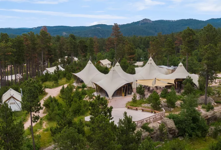 Aerial view of Under Canvas Mount Rushmore