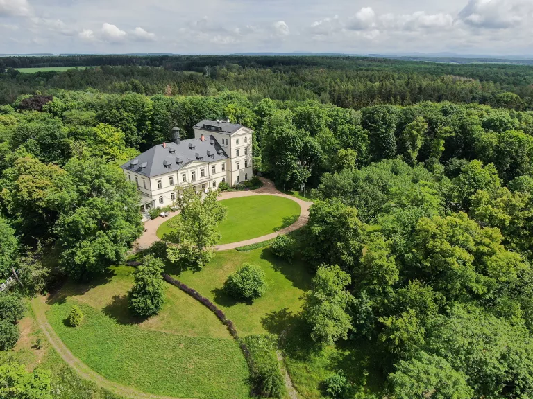 Aerial view of the Chateau Mcely