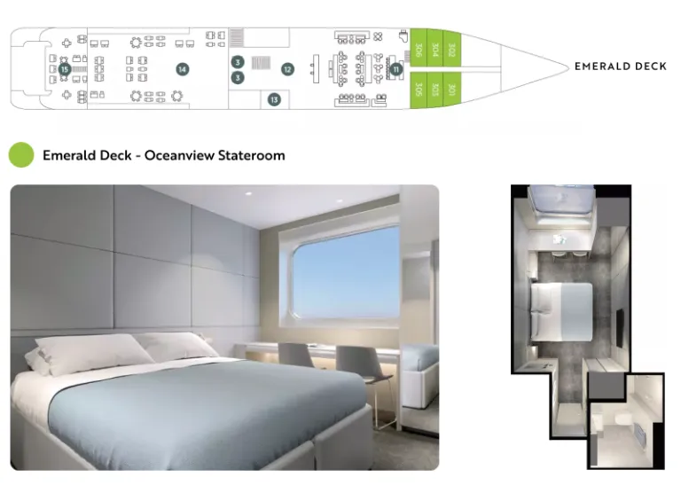 Emerald ship Emerald deck plan with Oceanview Stateroom image and floor plans