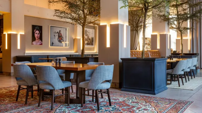 Interior lobby of 21C Museum Hotel