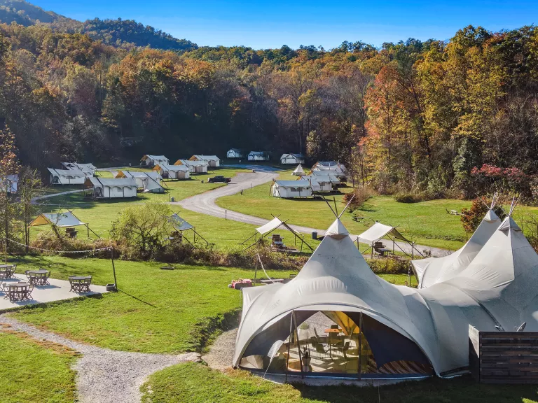 Aerial Under Canvas Great Smoky Mountains Grounds