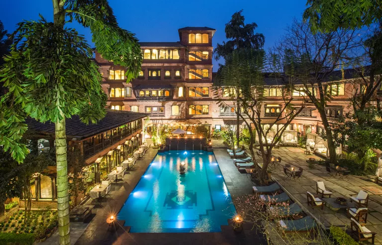 Exterior view of the Dwarika's Hotel