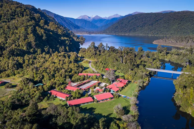 Aerial view of Wilderness Lodge Lake Moeraki