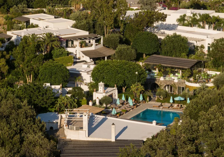 aerial view of hotel and spa