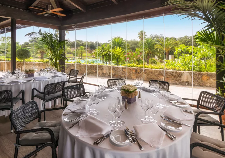 dining room with view of gardens