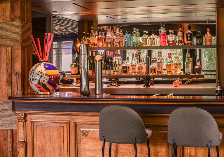 fully stocked hotel bar