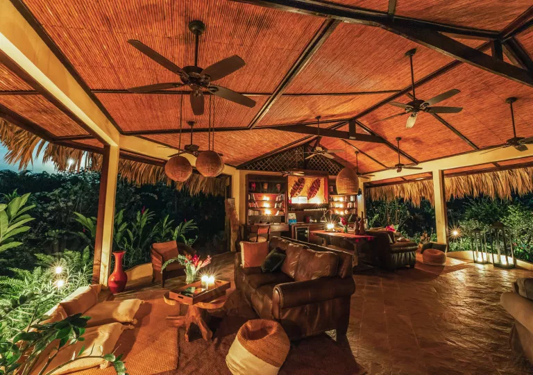 patio covered with thatched roof
