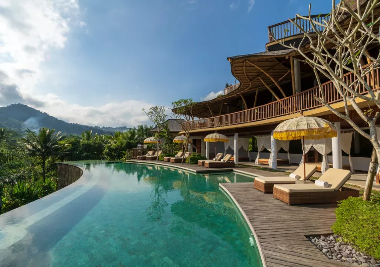 infinity pool looking out over the view