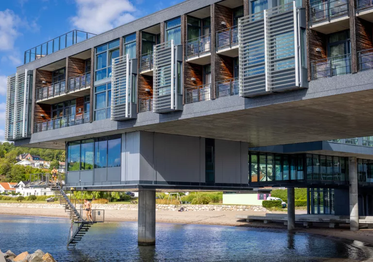 hotel on stilts above the water