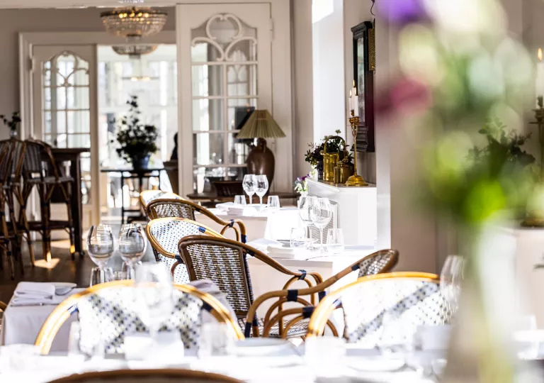 dining room with table settings