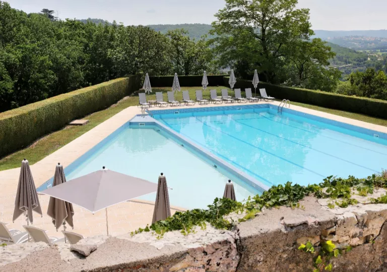 outdoor pool surrounded by trees