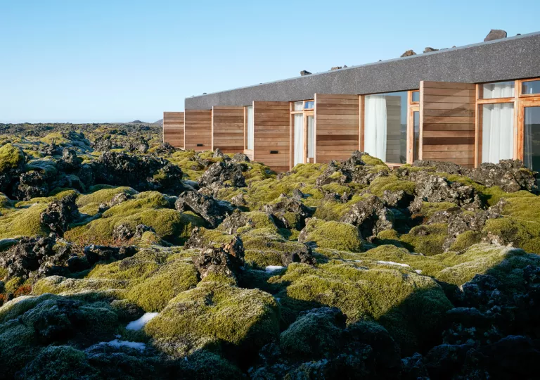 Hotel on rocky bluffs