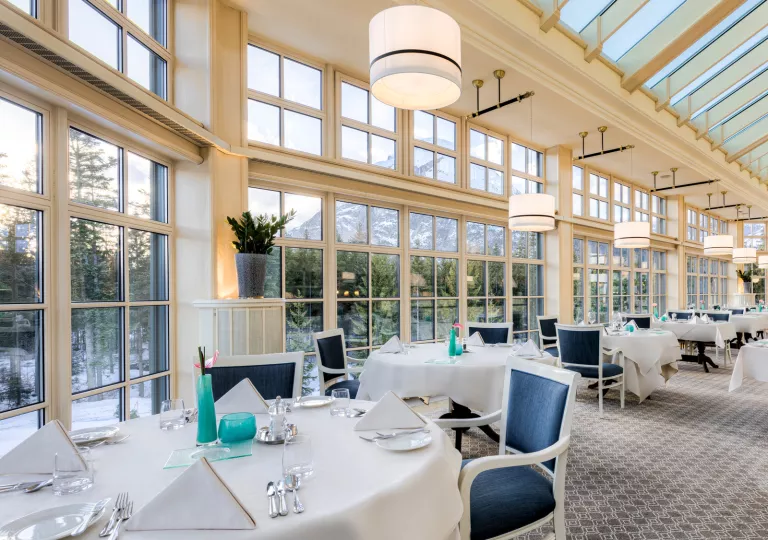 dining room with large windows