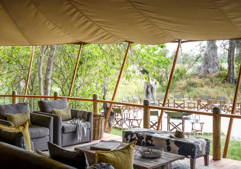 covered patio with furniture