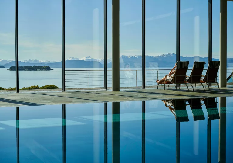 pool with view of mountains
