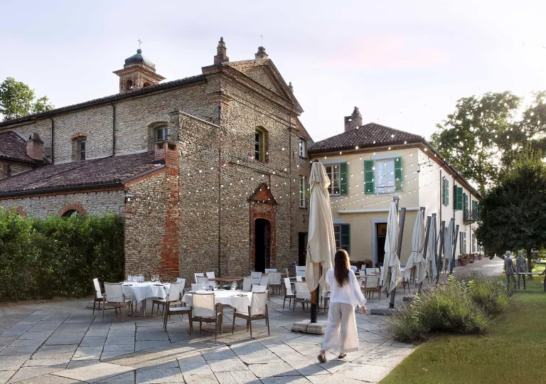 dining tables outside of hotel
