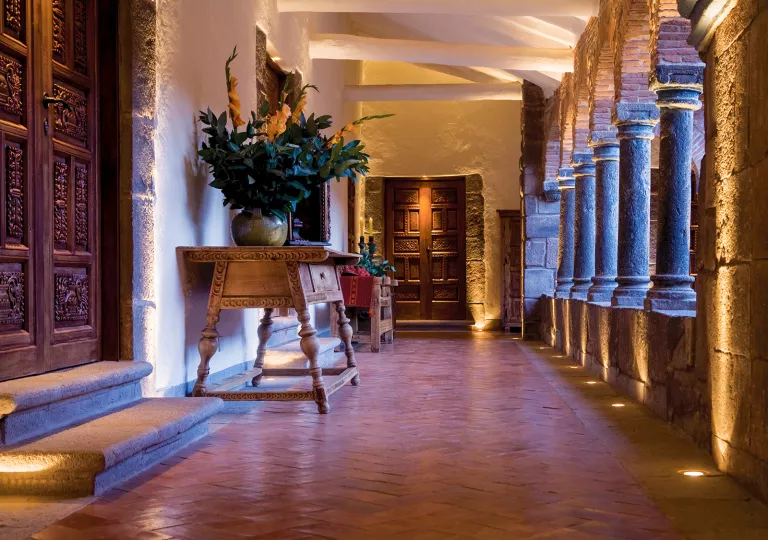 column lined hallway