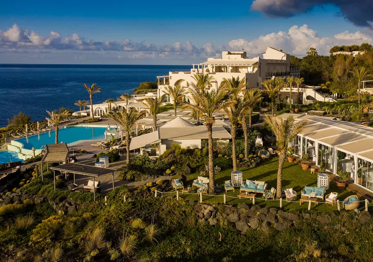 palm trees dotting hotel property