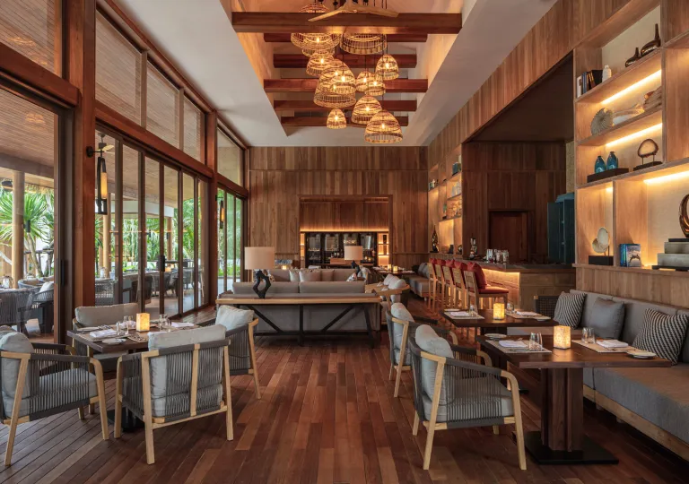 wood paneled dining room