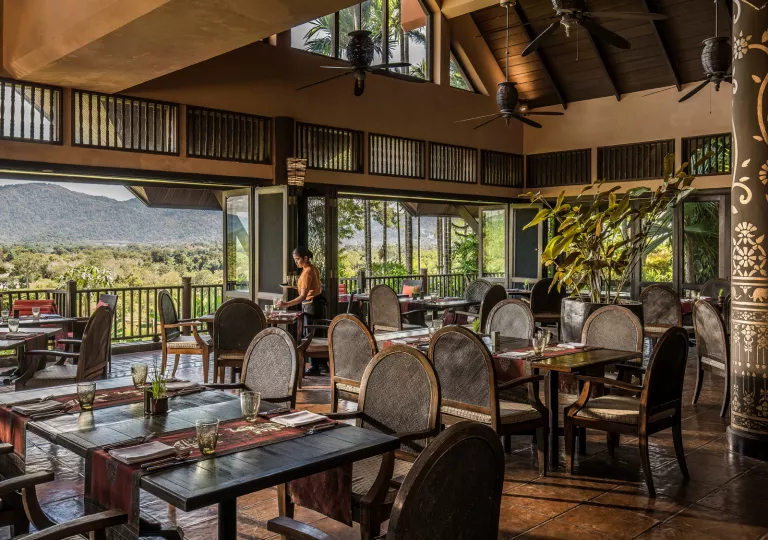 dining room with doors opening to outdoor view