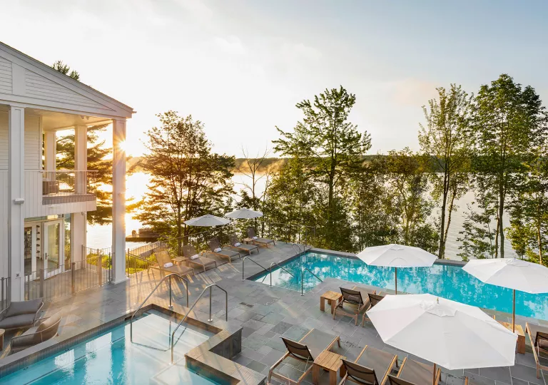 spa and pool amenities outside of hotel