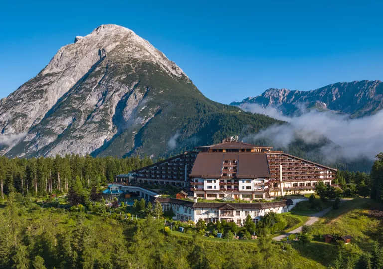 Hotel nestled in the mountains