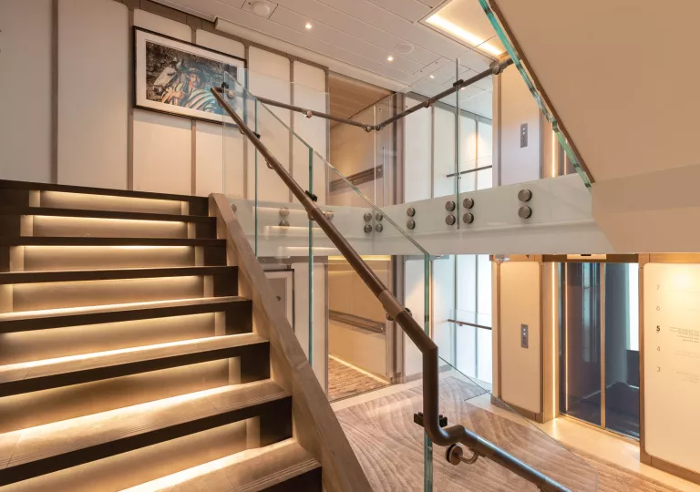 Room with stairs on the left leading to the second floor