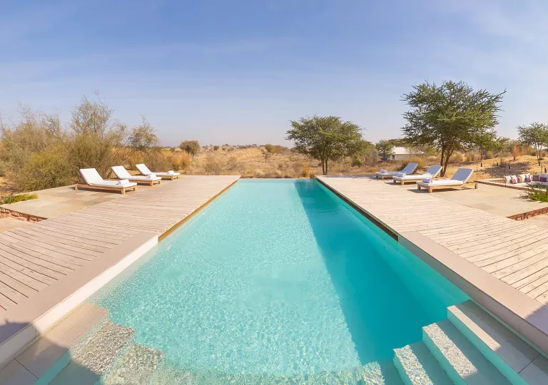 Outdoor pool in the middle of a desert