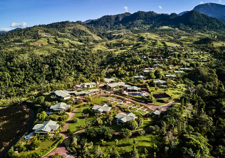 drone shot of the Hacienda Alta Gracia from above