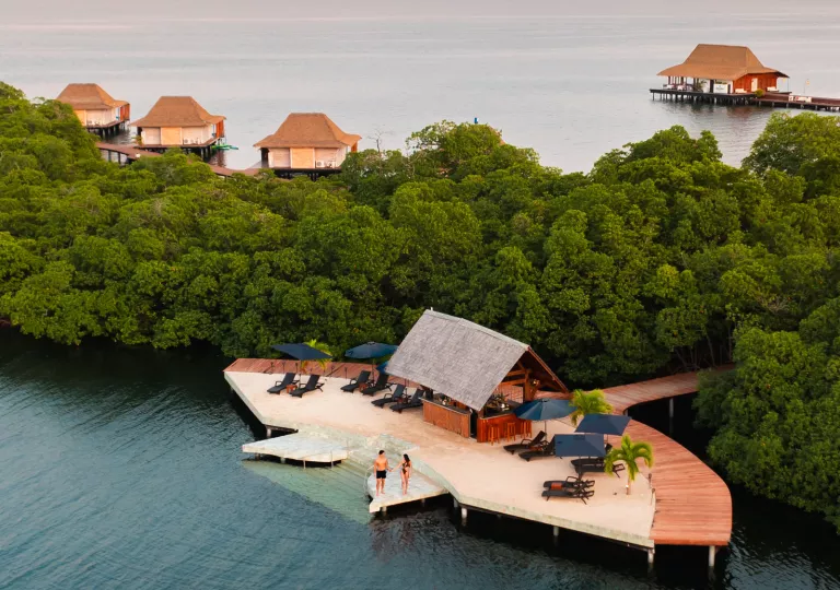 Dock with cabana overlooking the ocean