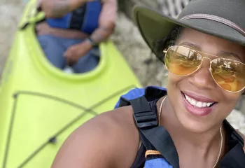 Rue Mapp kayaking with Backroads