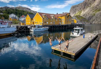 Guests Jumping Off of Dock Norway