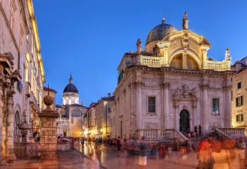 Town center with European cathedrals