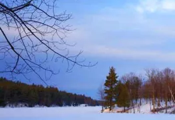 Winter blues snowy landscape