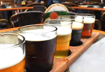 A Bohemian beer sampler in Prague, Czech Republic