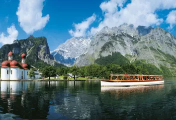 Lake and boat in the Bavarian Alps