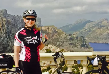 Kathy in Mallorca on a Backroads biking trip