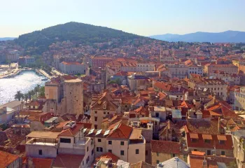 The Old City from above with-the-Forest of Marjan in the distance