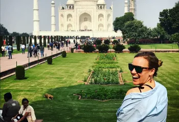 Backroads trip leader Molly Aiken at the Taj Mahal in India