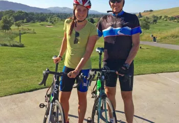 Backroads Leader Zoe biking with her Dad