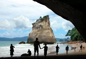 Families at a New Zealand beach