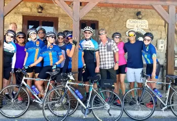 Group of Backroads cyclists