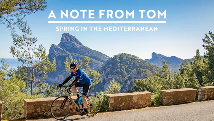 Tom riding on coastline of Mallorca