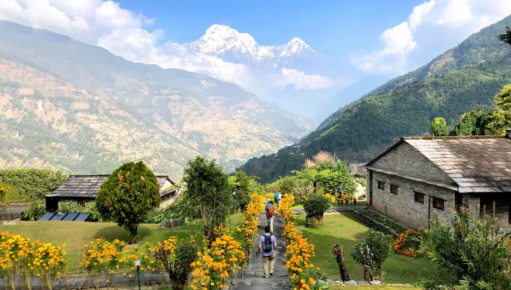 Beautiful mountain valley and village in Nepal