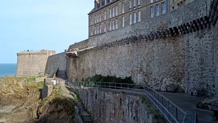 Cliffside view of rustic building