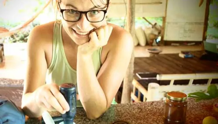 Lauren Cook with a water testing kit