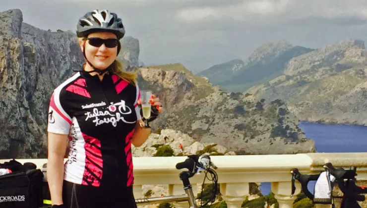 Kathy in Mallorca on a Backroads biking trip